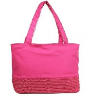 Straw Shopping Tote Bags - Fuchsia - BG-ST169FU